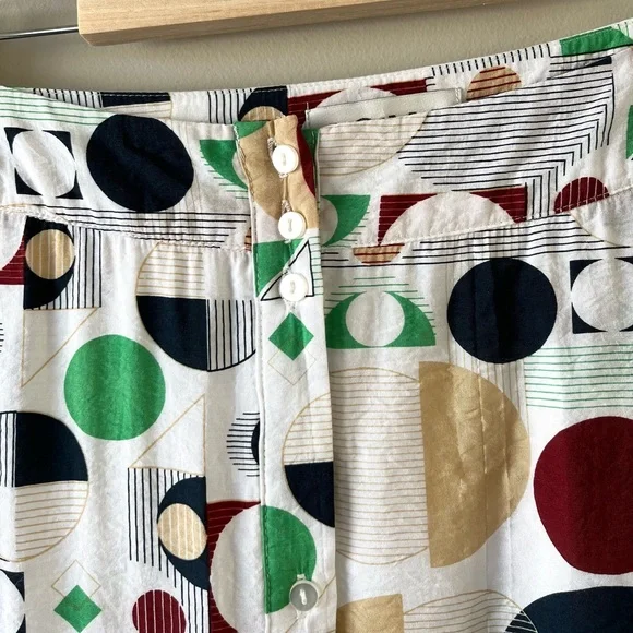 ICHI Geometric Print Maxi Skirt Multicolor Button Front Skirt - Picture 4 of 9